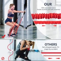 Faixas de resistência Conjunto de faixas de exercício com capa protetora Corda de resistência explosiva para treinamento físico e resistência para melhorar a resistência e a força da velocidade - Image 4