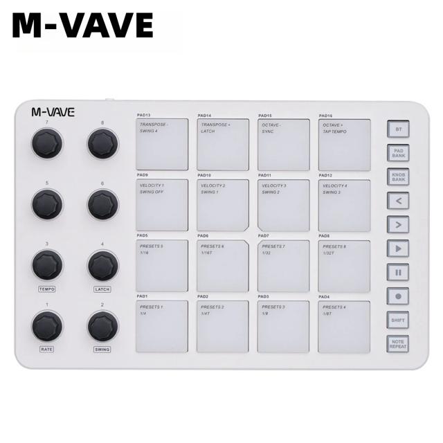 Teclado MIDI M-VAVE com 25 Teclas, 16 Pads RGB e 8 Botões - Controlador Compacto USB para Música