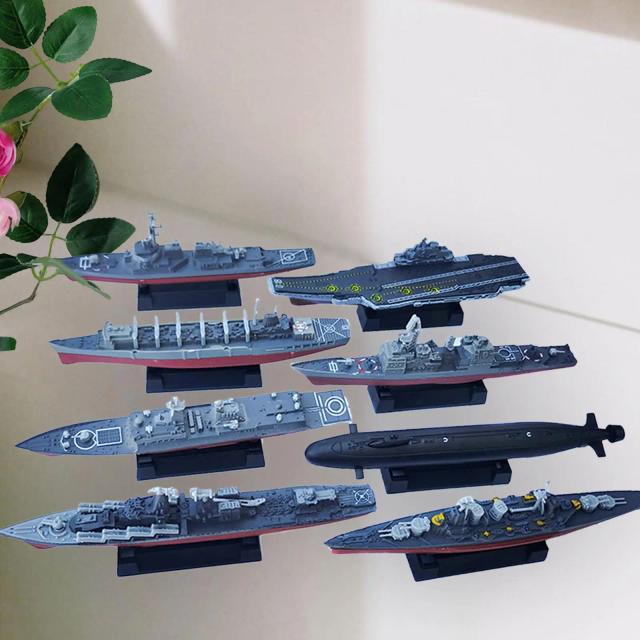 Navio de Guerra 4D Montado para Crianças e Adultos - Coleção de Brinquedos com Aviões em Playset, Ideal para Presentes de Aniversário, 8 Peças