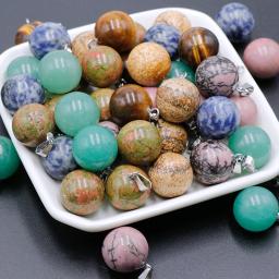 Pingentes De Pedra De Quartzo De Cristal para Colar DIY, Forma Redonda, Chakra De Cura, Bola De Pedras Preciosas, Encantos Para Fazer Jóias, 14mm - Image 3