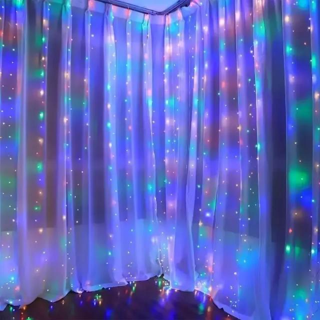Luzes LED String com Controle Remoto para Decoração de Festas, Casamentos e Natal - Cortina de Luzes USB 3m x 1m, 2m, 3m