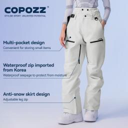 Copozz inverno 3l calças de esqui dos homens calças soltas ao ar livre snowboard à prova de vento à prova dwindproof água calças de neve manter quente roupas de esqui das mulheres - Image 3