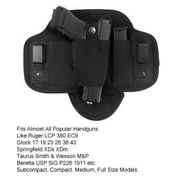 Coldre de arma de panqueca ambidestro iwb, coldre de transporte oculto com aderência e proteção de barril para subcompactar para pistolas de tamanho completo - Image 1