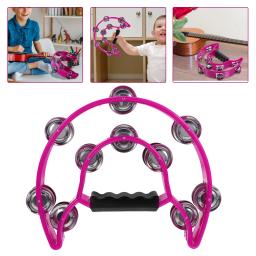 Mão manivela instrumentos musicais para adultos, Handheld ferro pandeiro percussão, roxo - Image 2