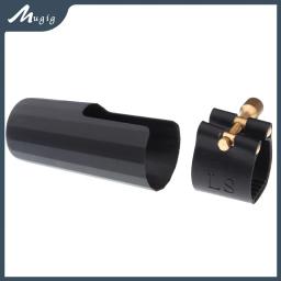 Ligadura de couro ajustável do bocal do saxofone mtp & do clarinete de soprano com tampão plástico para acessórios do instrumento da música do sopro - Image 1
