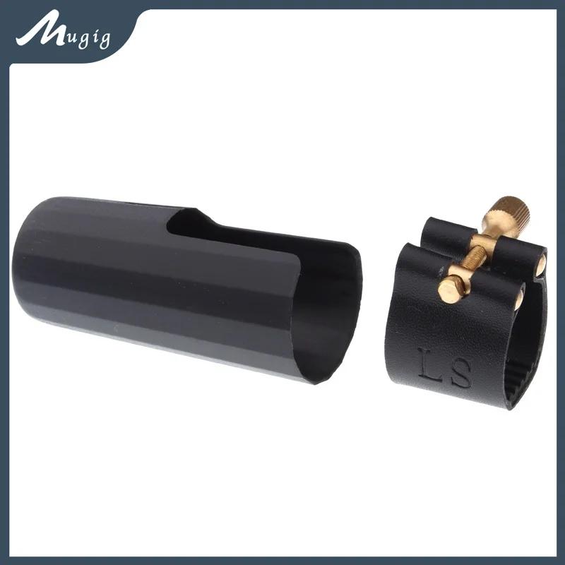Ligadura de couro ajustável do bocal do saxofone mtp & do clarinete de soprano com tampão plástico para acessórios do instrumento da música do sopro - Image 1