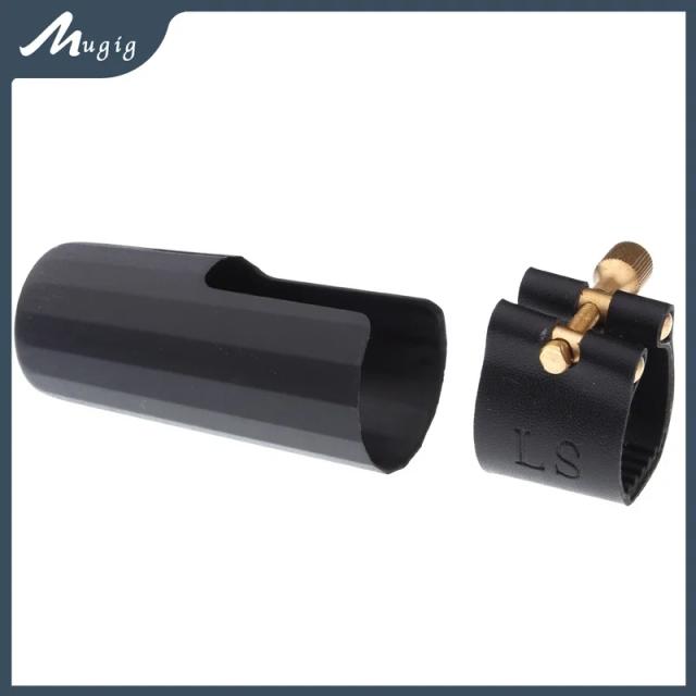 Ligadura de Couro Ajustável para Saxofone MTP e Clarinete Soprano com Tampão Plástico - Acessórios Essenciais para Músicos de Sopros