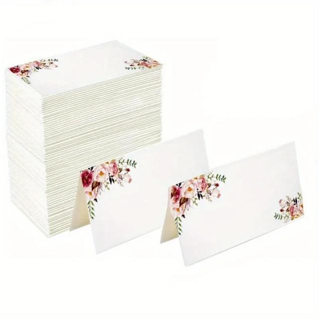 Cartões Decorativos para Casamentos e Festas: Flores, Nomes e Números de Assento em Pacotes de 10, 20, 50 e 100 Peças