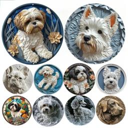Guirlanda redonda pintada em relevo falso de alumínio, decoração de quarto, presentes de dia dos namorados, decoração temática de yorkshire terrier - Image 6