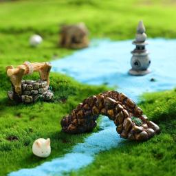 Paisagem em miniatura acessórios de jardim de fadas mini farol poço de água ponte casas ornamento diy decoração de jardim em miniatura - Image 4