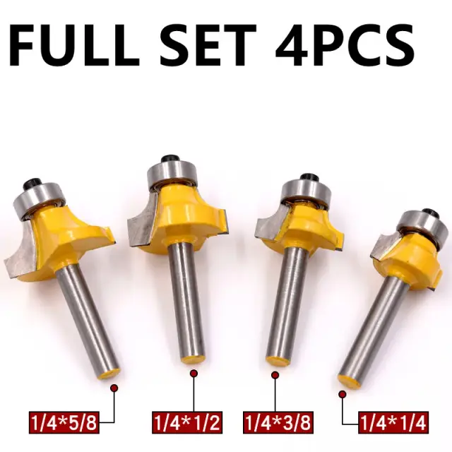 Conjunto de Fresas de Rolo para Bordas de Madeira em Carboneto de Tungstênio, 6,35mm - Router Bit para CNC