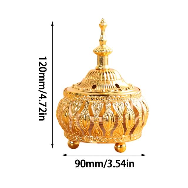 Queimador de Incenso em Metal com Laço Esculpido - Difusor Aromaterápico para Ioga e Decoração de Estúdio Oriental