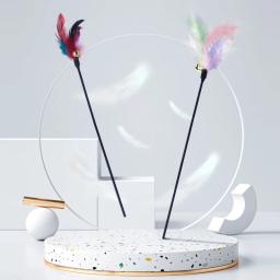 Brinquedos interativos do gato engraçado penas aves com sinos gatinhos jogar teaser vara brinquedos gato suprimentos acessórios do gato - Image 5