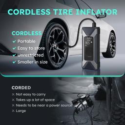Compressor de ar portátil para insuflação de pneus ASMAX, bomba de ar inteligente com manómetro de pressão dos pneus de 160PSI, insuflador de pneus rápido e inteligente de 7500mAh para carro, mota, bicicleta, bola, lan - Image 3