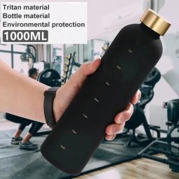 Garrafa de Água com Time Marker, Motivacional Reutilizável, Fitness, Esporte, Exterior, Viagem, Fosco, Plástico, 1L, 32oz - Image 3