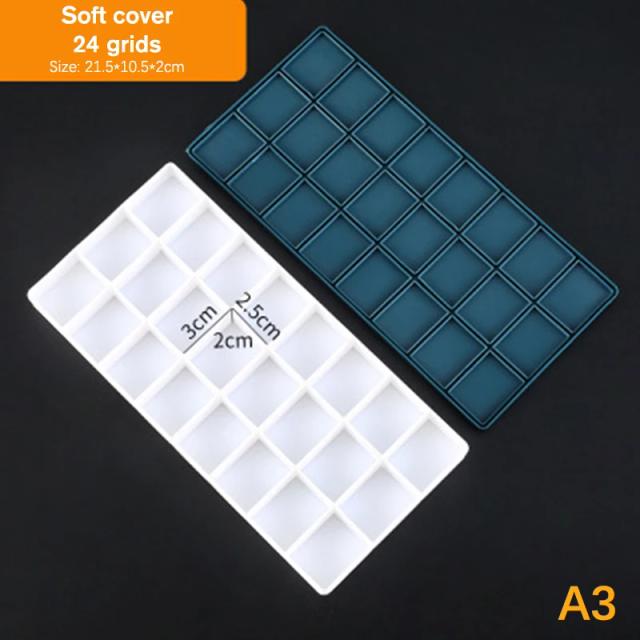 Paleta de Pintura Retangular com 10 Compartimentos em Plástico Macio e Capa Flip Transparente para Tintas a Óleo