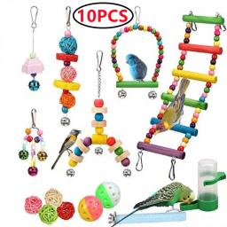 Combinação de brinquedos papagaio pássaro acessórios artigos papagaio mordida brinquedo do pássaro de estimação para o papagaio brinquedo formação pássaro sino bola de balanço de pé - Image 5