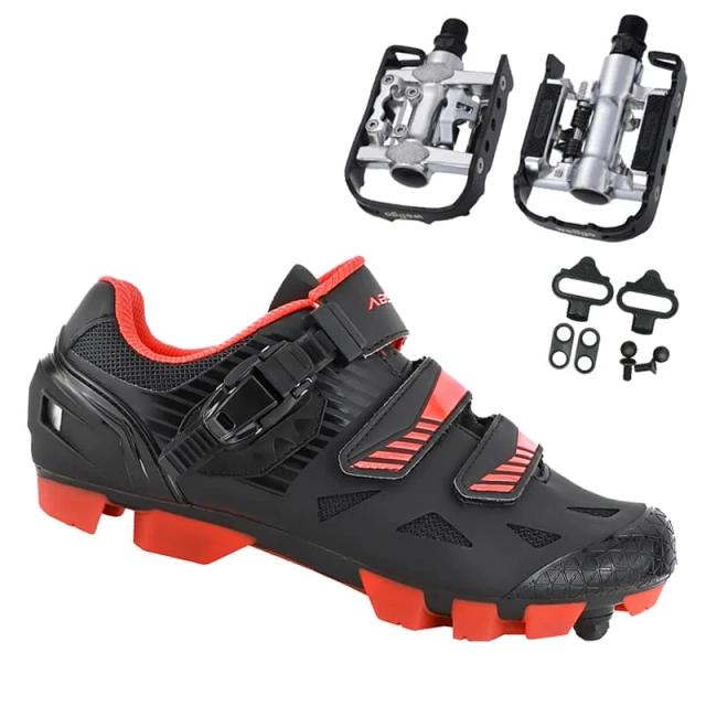 Sapatilha de Ciclismo MTB Absolute Wild II Vermelha com Pedal Plataforma Wellgo C2