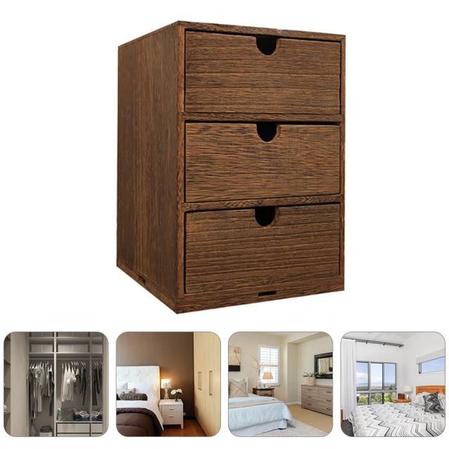Caixa de Armazenamento de Madeira Multi-Camada: Organizador Retro para Gavetas