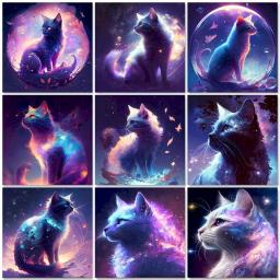 GATYZTORY-Pintura Por Número, Gato Fantasia Desenho Em Tela, Arte Pintado À Mão Presente, DIY Pictures, Animal Kits, Decoração Home - Image 1