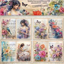 KLJUYP-Fada Flor Papel Padrão Scrapbooking, Pacote de Cartas Extravagantes, Papel Artesanal Leve, Tamanho A5, 8 Folhas - Image 1