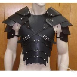 Guerreiro cavaleiro armadura de couro PU para homens, armadura medieval multichip, arnês de ombro, braço vintage viking pirata cosplay fantasia de Halloween - Image 4
