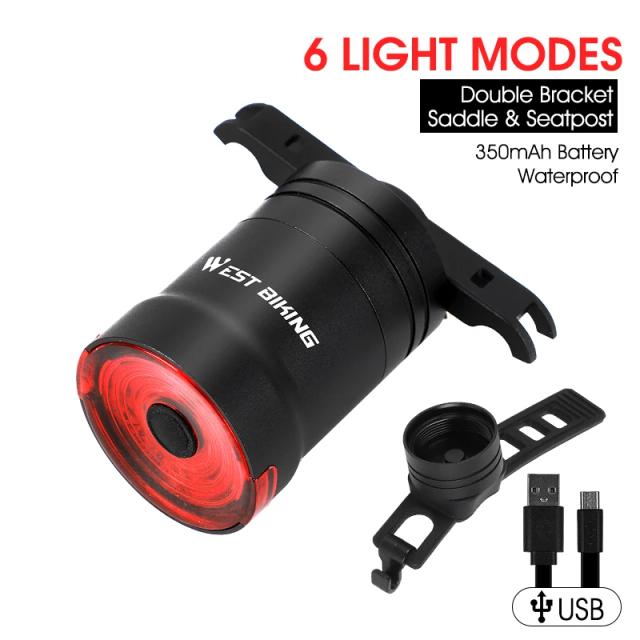Luz Traseira Inteligente para Bicicleta com Detecção Automática de Freio e Carregamento USB, à Prova d'Água, Ideal para MTB e Estrada