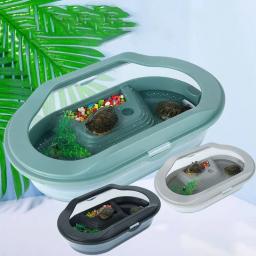 Recipiente Tanque Tartaruga para Tanque de Peixes Répteis, Casa Destacável, Água Fácil de Trocar, Ninho De Plástico, Áreas Para Raça Alimentar, Nadar Bask - Image 4