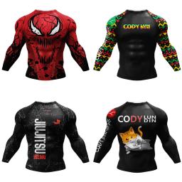 MMA Boxe Training Rashguard T-shirt, manga comprida, sublimação Tees, esportes Bjj Rash Guard, Jiu Jitsu, nova compressão - Image 3