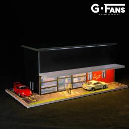 G fãs 1:64 modelos de diorama de carro com luz led miniaturas de estacionamento carro garagem diorama modelo diy nova caixa original - Image 5