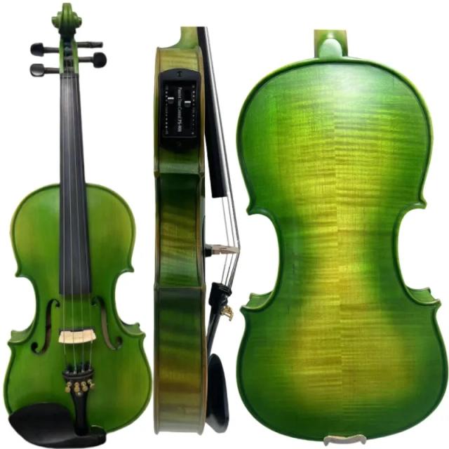 Violino Acústico Elétrico 4/4 em Belas Cores Verdes com Estojo e Arco Inclusos