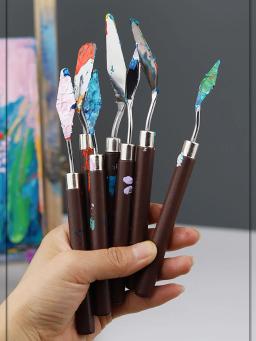 Aço inoxidável pintura a óleo faca, raspador de arte, acrílico pigmento guache, cor mistura espátula, óleo pastel rodo, arte suprimentos - Image 5