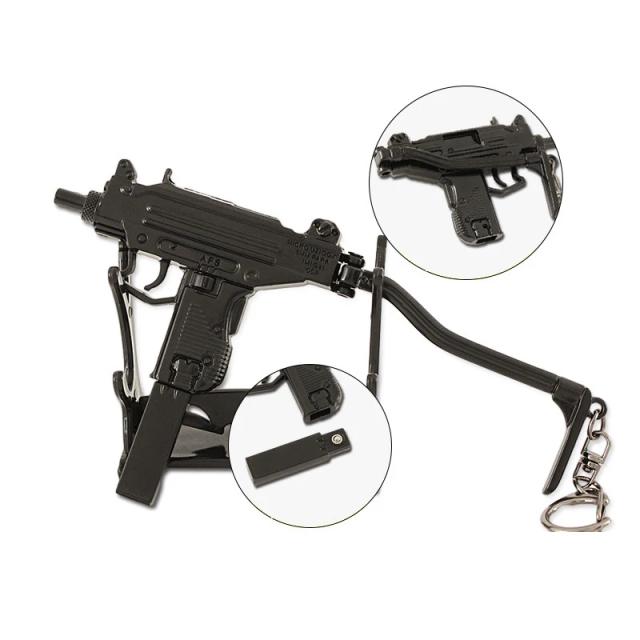 Miniatura UZI Submetralhadora - Chaveiro Artesanal de Alta Qualidade, Presente Perfeito para Crianças, 15cm