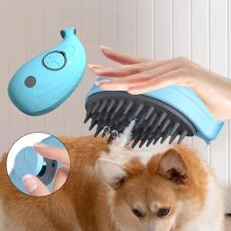 Spray elétrico escova para Pet Grooming, cão e gato escova de cabelo vapor, baleia forma, vaporizador massageador, emaranhados e cabelos soltos, 3 em 1 - Image 2