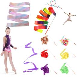 Colorido Twirling Rod Vara para Treinamento, Fita de Dança, Profissional Prop, Fitas Ginásio, Arte Rítmica, Ginástica Ballet Streamer, 2m - Image 1