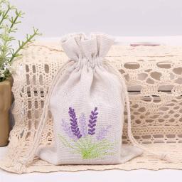 Impresso Lavanda Imitação Hemp Bag, Pequeno Saco De Embalagem De Presente, Bordado, Festa De Casamento, Decoração De Casa, Ornamentos, 10x14cm, 5Pcs - Image 3