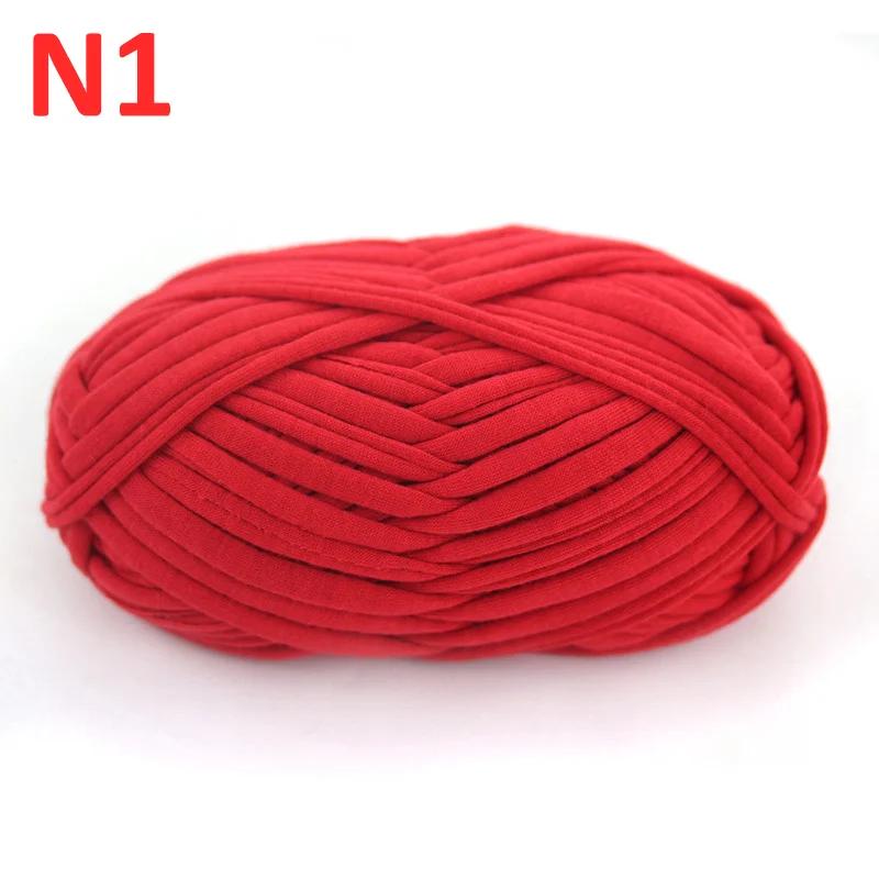 Fio da camiseta de qjh, tricot da camiseta do algodão, jérsei da tela, fio macio do algodão, fio chunky de crochê de jresey, fio de espaguete - Image 1