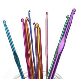 Alumínio Misto Multicolor Crochet Ganchos, Agulhas De Tricô, DIY Craft, Fios De Costura Agulha, Presente Da Mãe, Kit De Costura Acessórios, 2-10mm - Image 2