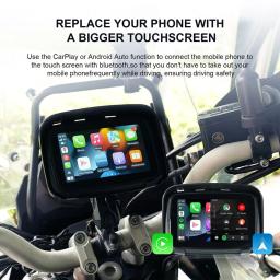 Navegador GPS para motocicleta, Carplay sem fio, IPX7 impermeável, 5 "Touch Screen, Android Auto Monitor - Image 2