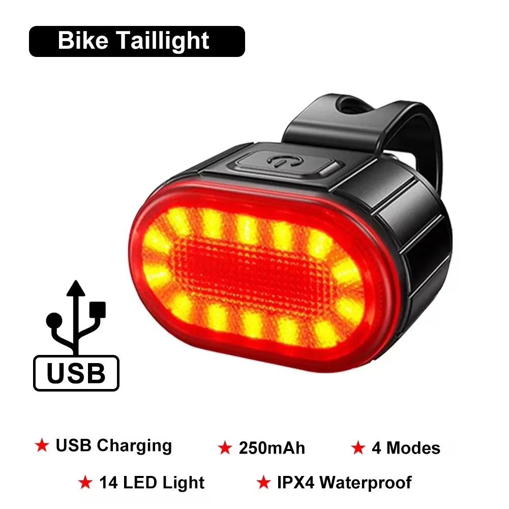 Luzes dianteiras e traseiras da bicicleta, Lanterna USB recarregável ciclismo, Conjunto de iluminação bicicleta, Acessórios Lanterna Mountain Bike - Image 1
