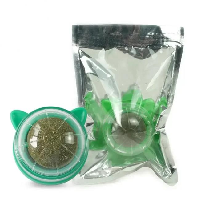 Brinquedo Rotativo de Catnip Natural para Gatos - Bola Interativa com Lanches Saudáveis e Limpeza Dental