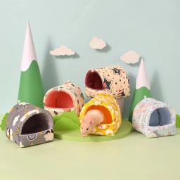 Cama macia para animais estimação, estampa fofa, casa escondida, gaiola inverno, furões, cama dormir, acessório - Image 2