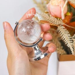 Mini Round Globe Desktop Ornamento, Crystal Home Glass Globe, Girando bolas claras, Ornamento de mesa, Artesanato - Image 5