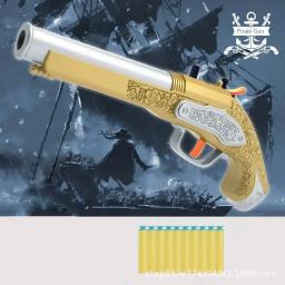 Pistola dupla macia Winchester Gold Revolver emula pistola pirata caribe EVA pistola de brinquedo infantil - Image 5