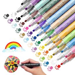 Marcadores de tinta acrílica para pintura rupestre, artesanato, lona de vidro cerâmico, ponta média, 12, 18, 24 cores, 2-3mm - Image 1