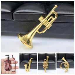 Criativo mini portátil trompete saxofone 1:12 casa de bonecas em miniatura plástico instrumento musical modelo cena acessórios - Image 1