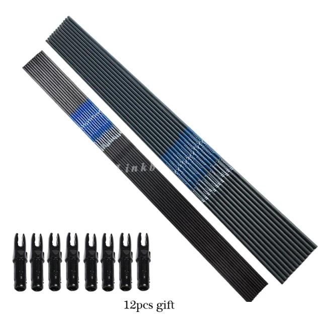 Tiro com arco 12 pçs setas de carbono eixo id4.2/6.2mm Spine300-800 composto tradicional arco recurvo caça tiro