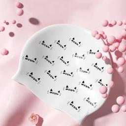Silicone natação Cap para mulheres, impermeável, grande, elegante - Image 3
