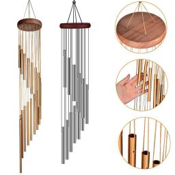 Carrilhão de vento musical, 12 tubos, sinos, decoração, ouro/prata, para sala de estar, quarto, jantar, cafeteria, decoração de jardim, pátio - Image 1