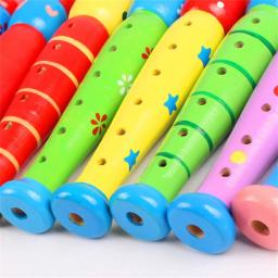 Instrumento musical de madeira colorido para crianças, flauta curta educacional, gravador de 6 furos, flauta dos desenhos animados do bebê, 20cm - Image 5